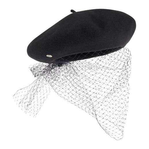 Wool beret with veil 100% made in France | Laulhère display picture 1
