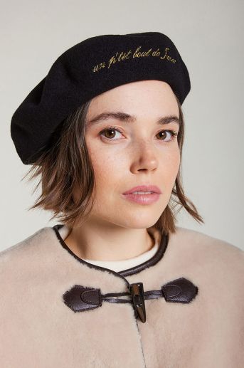 Unisex French Beret with Golden Embroidery | Laulhère display picture 1
