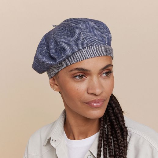 Testa Cotton Denim-Style Beret on Sale | Laulhère
