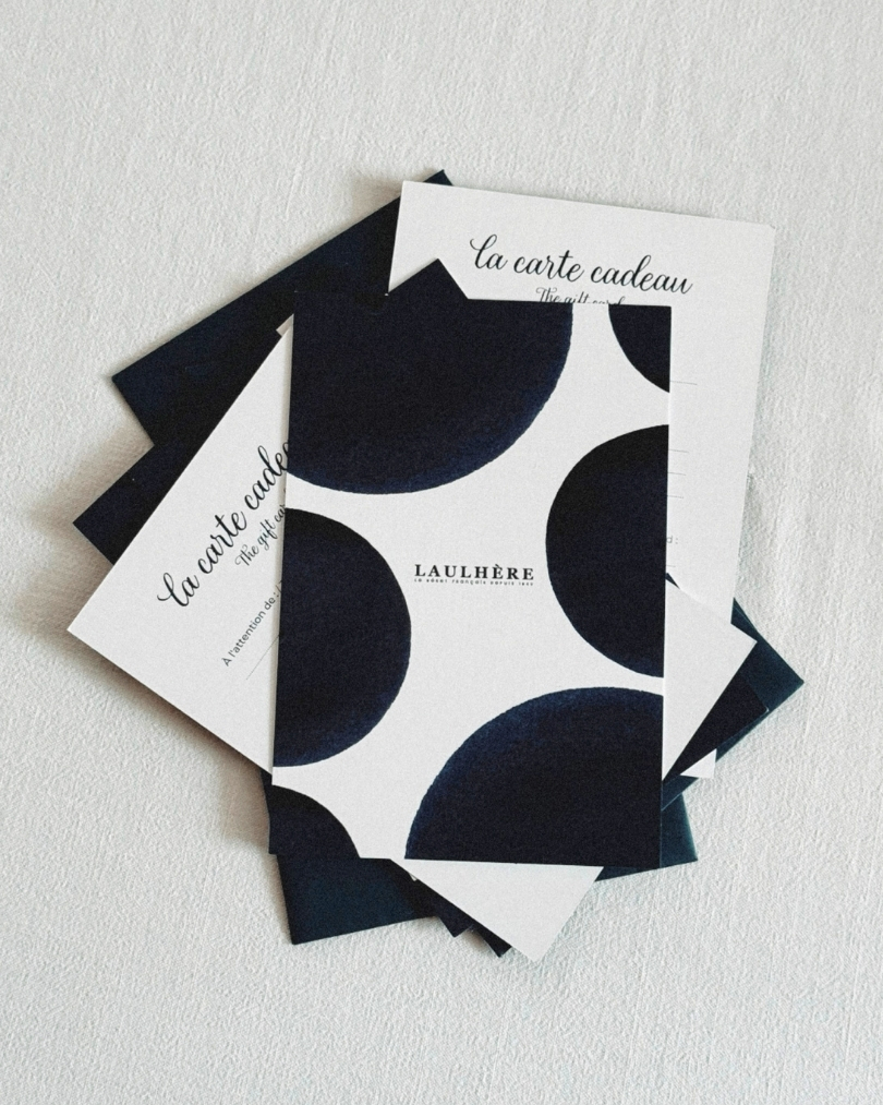 Laulhère gift card and its blue envelope
